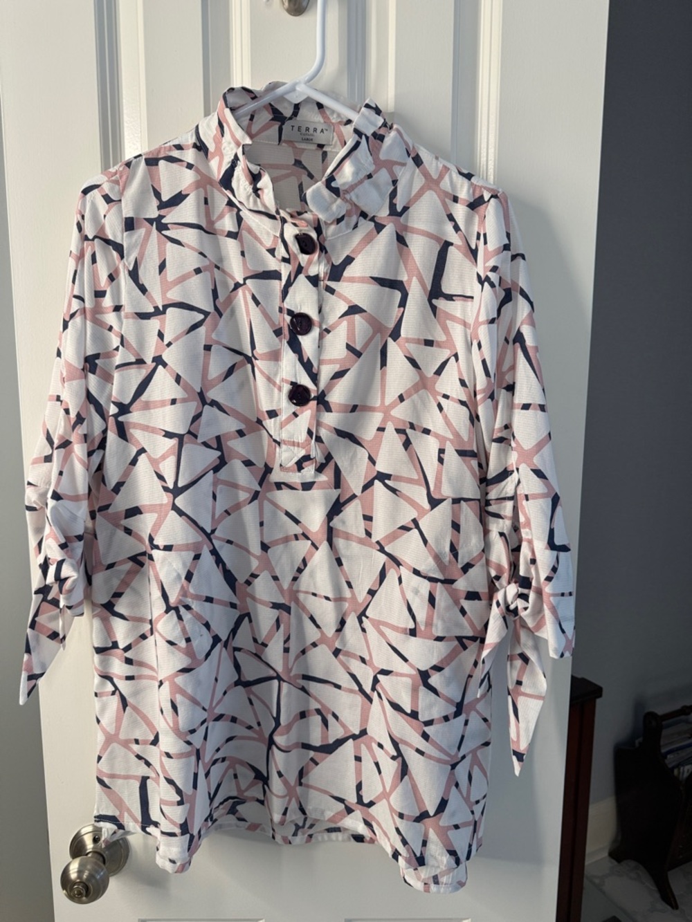 Terra Pale Pink & Navy Geometric tunic